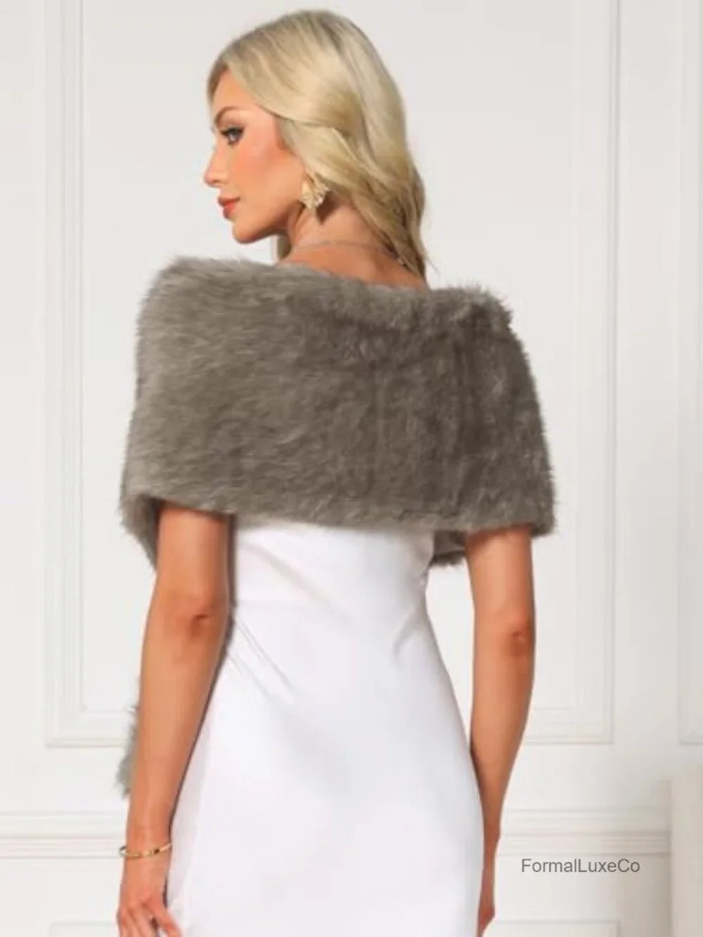 Women's Faux Fur Wrap Shawl Stole Cape Bridal Wedding Winter Warm